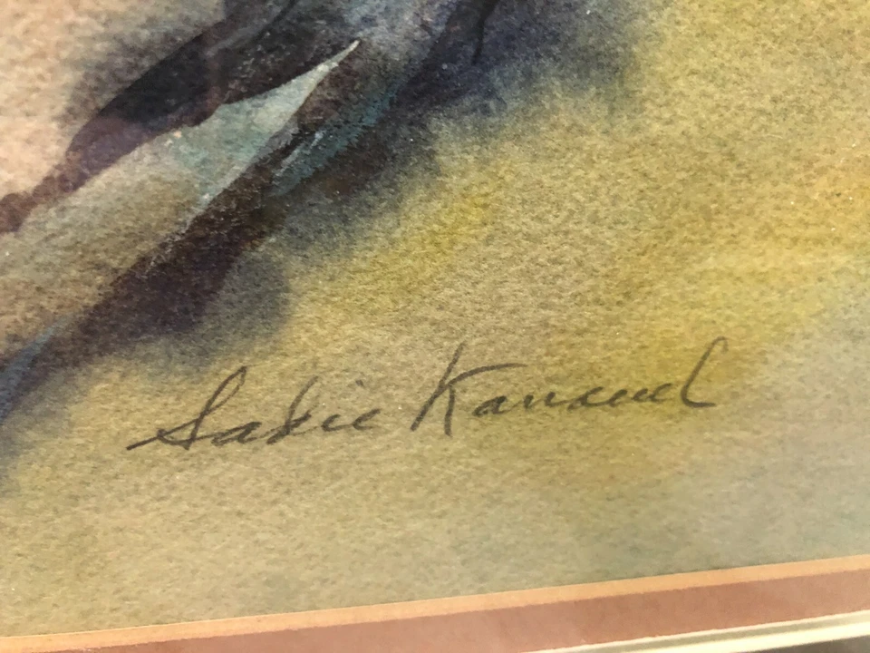 Pintura Acuarela Original Sadie Kanavel Águilas, Firmada, Enmarcada, 13" x 19" Foto 4 de 4