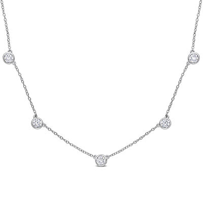 Amour Sterlingsilber 2 1/4 Karat Tau erstellt Moissanit Hof Halskette