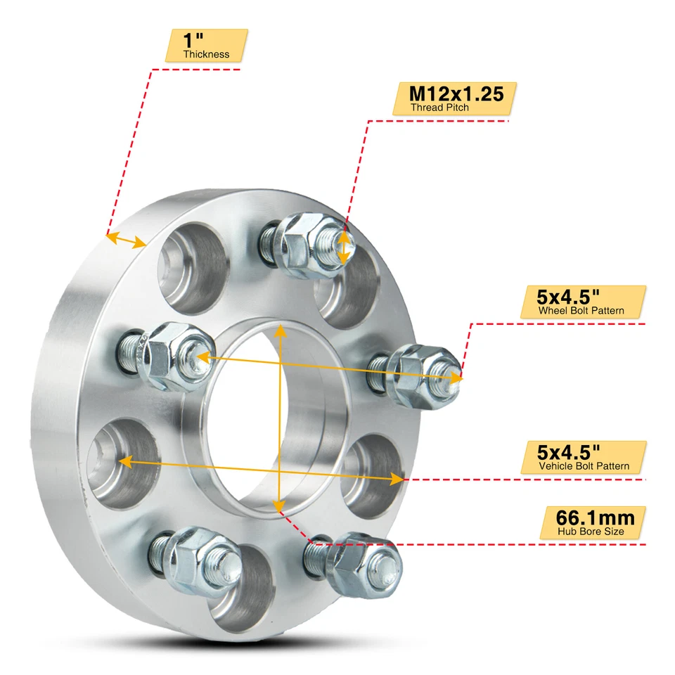 4 espaciadores de rueda centrados en el cubo de 1" (25 mm) 5x4,5 5x114,3 para Nissan 350Z 370Z Infiniti Foto 2 de 4