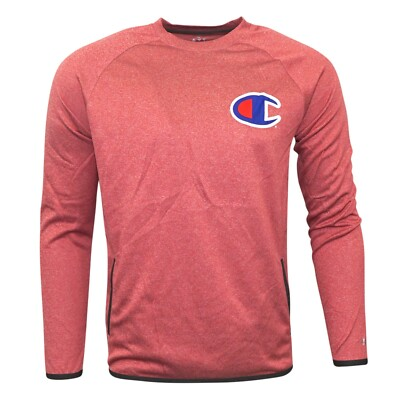 #ad Champion Large Reverse Weave Men#x27;s Cardinal Perf. Convergence Crew Fleece $19.99