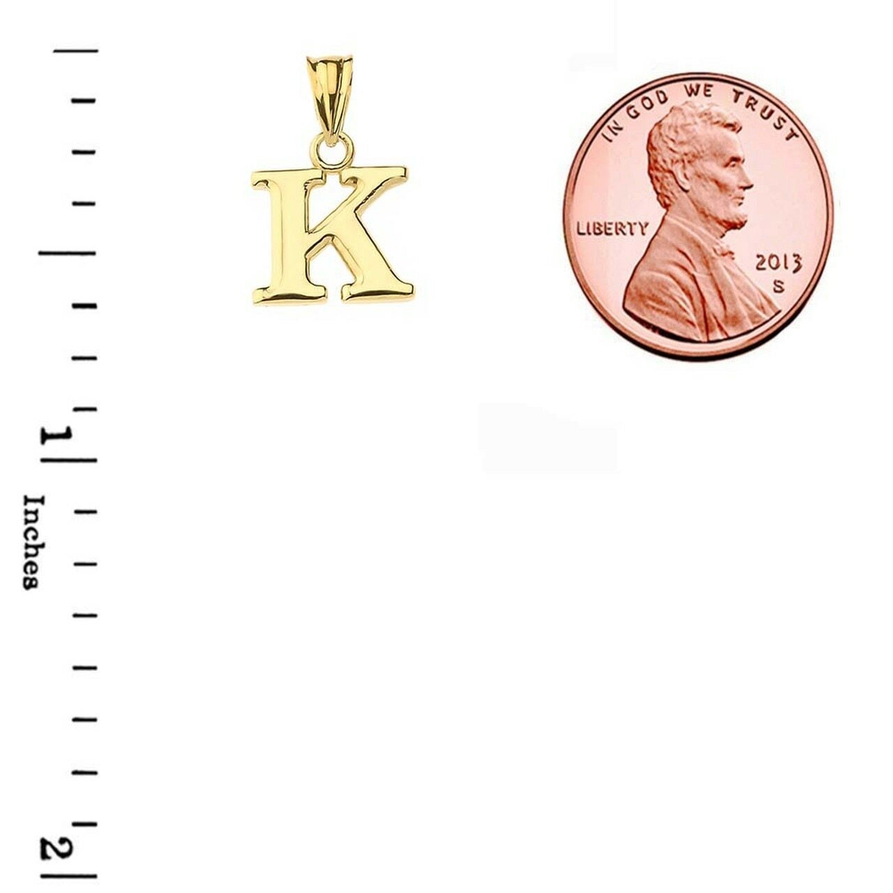 14k Solid Yellow Gold Small Mini Initial Letter K Pendant Necklace eBay