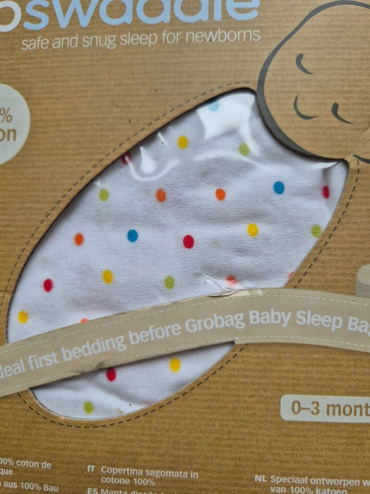 GRO SWADDLE 03 MONTHS Swaddling Bright Spot 100 Cotton Safe Snug
