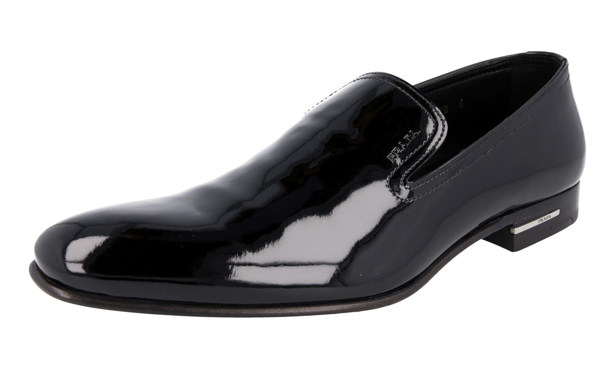 Prada Black Patent Size 7 Loafers Prada Patent-Leather Loafers | Saks Fifth Avenue main image 2