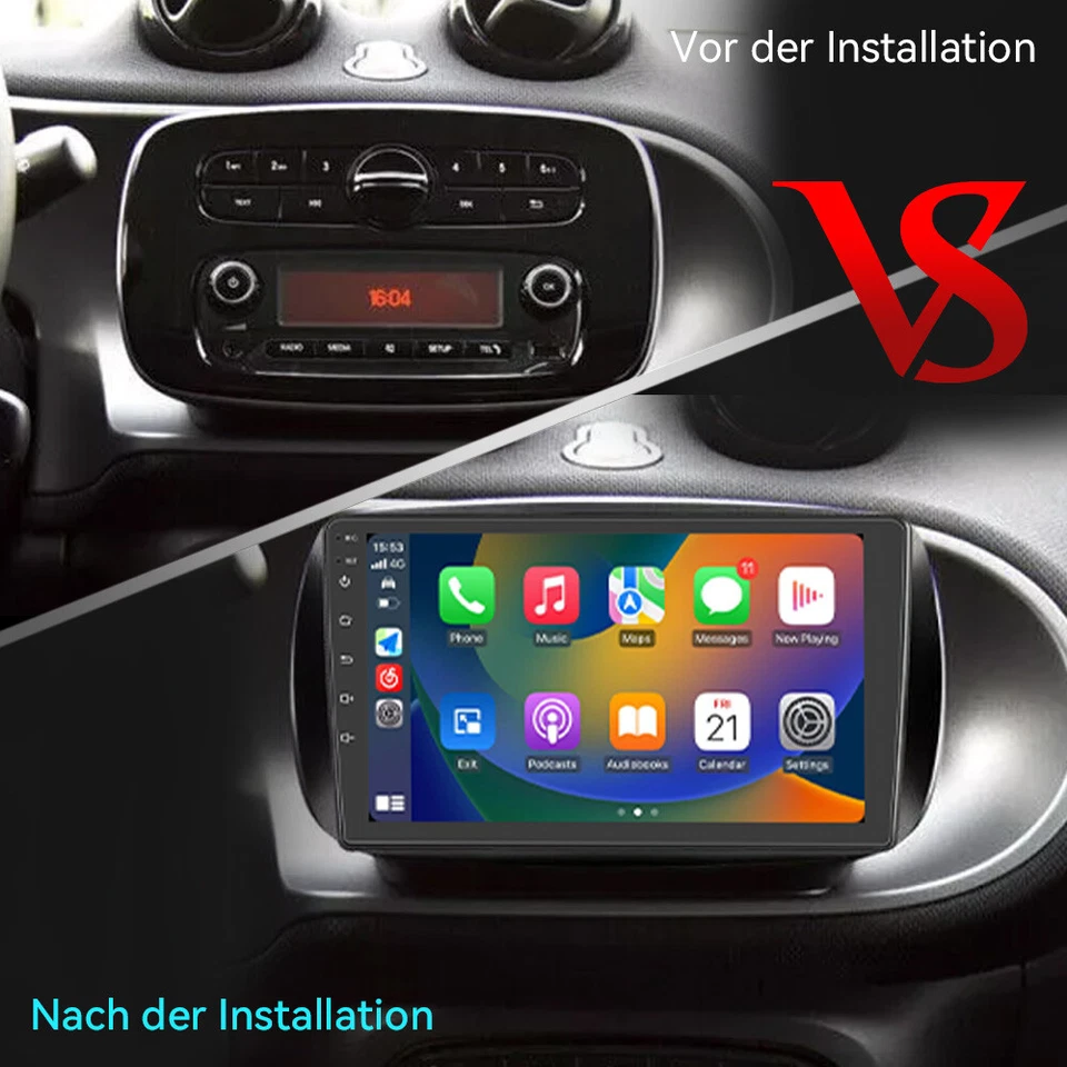8+128G Android 13 Autoradio Navi GPS für Mercedes Benz Smart Fortwo Forfour 453 - Bild 4 von 4