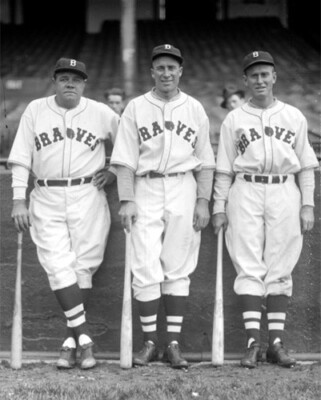 Boston Braves Babe Ruth, Wally Berger and Hal Lee 1935 Photo
