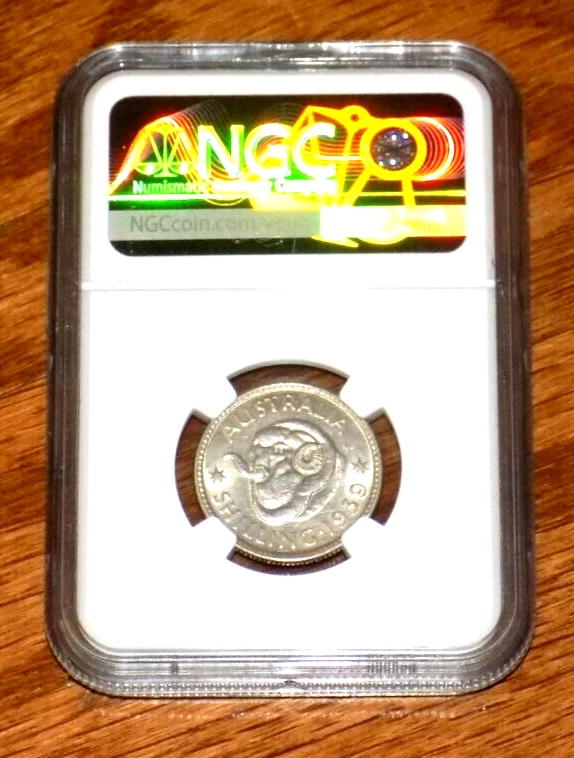 NGC 1939 AUSTRALIA ONE SHILLING GEORGE VI 1S MS 61 Certified Graded UNC Coin - Image 3 of 4
