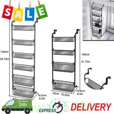 4/6 Tier Metal Over Door Hanging Kitchen Bathroom Storage Rack Spice Shelves