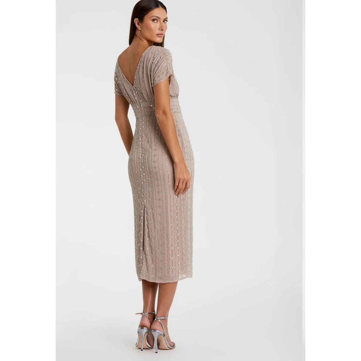 Mac Duggal 93649 Beaded Cap Sleeve Column Midi Dress Size 8 NWT | eBay