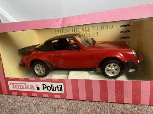 Tonka Polistil Porsche 911 Turbo Cabriolet, 1:16 Scale, Die Cast, Boxed, Red. - Picture 2 of 10