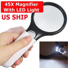45X Handheld 3LED Magnifying Glass Model B, for Reading, Crafts & Jewelry Repair
