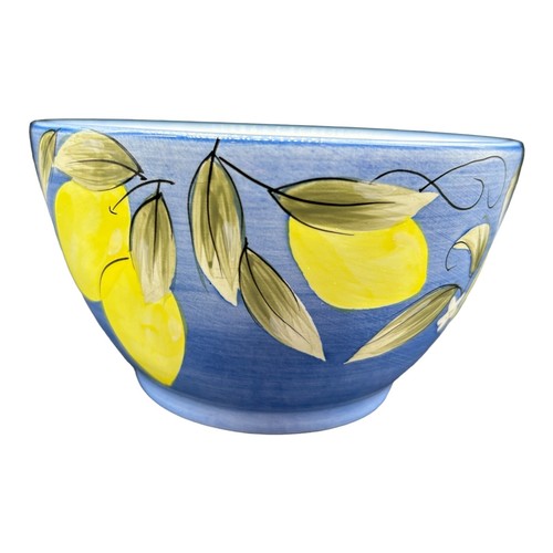 KIC Fruta Fresca Pintada a Mano Stonemita Pequeño Tazón Azul con Limones 5.5” Diámetro - Imagen 3 de 9