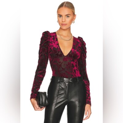 Nwt Free people magic hour thong bodysuit Midnight combo Velvet Sz Small