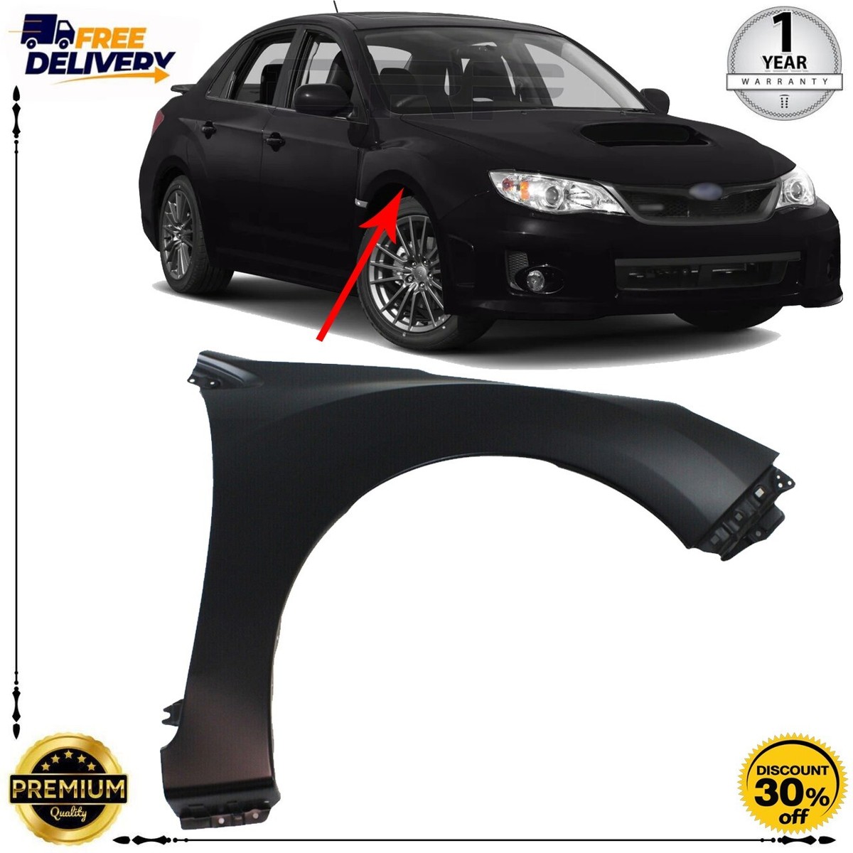 Fender For 2012-2016 Subaru Impreza Front Passenger Side