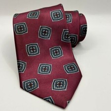 American Edition Necktie Burgundy Square Pattern USA Made Polyester