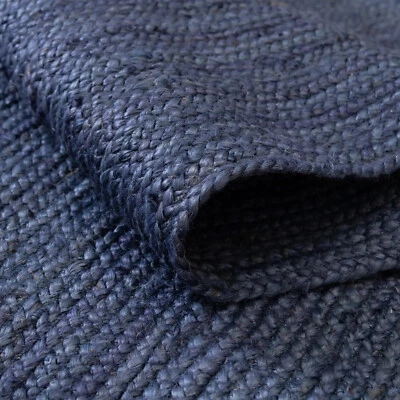 Teppich Blau Jute 100% Natürlich Landhaus Handmade Rustikal Läufer Geflochten - Bild 1 von 4