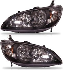 cciyu Headlight Assembly Replacement For Honda For Civic 2004-2005 Black Housing