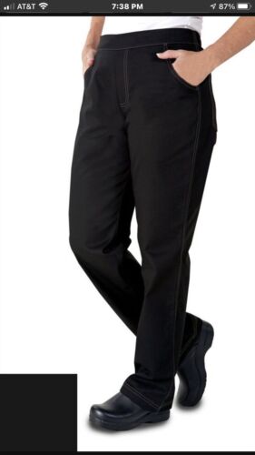 Womens CU Chef Uniforms Black Elastic Back Pants Jean style 5701 XS X-Small NWT! - Picture 1 of 5