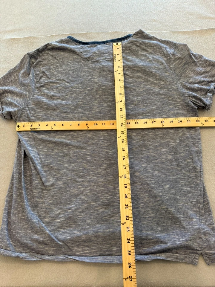 Camiseta Converse One Star Para Hombre Extra Grande Azul Henley Algodón Camiseta de Todos los Días Foto 4 de 4