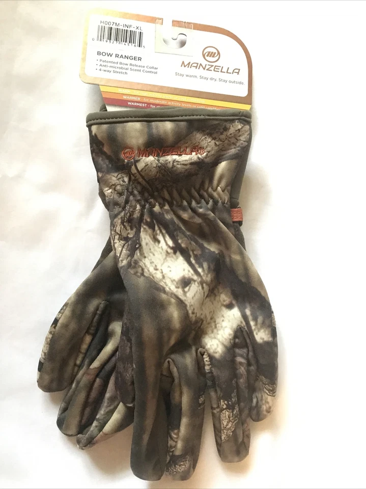MANZELLA MENS H007M BOW RANGER FLEECE ARCHERY HUNTING GLOVE REAL TREE CAMO XL - Image 4 of 4