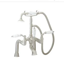 Phylrich Tub Faucet Deck Mount Handheld Shower Polished Chrome With Marble