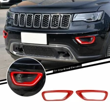 2x Front Fog Light Cover Lamp Frame Trim Bezel For Jeep Grand Cherokee 2018+ Red