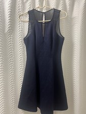 New! GUESS Los Angeles Navy Blue Mesh Textured Mini Dress Sz 4