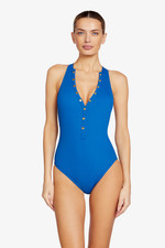 NEW  178 ROBIN PICCONE AMY RIB ONE PIECE SWIMSUIT DELPHINIUM SZ 10