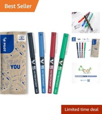 Precision Writing with Pilot V5 Fine Tip Rollerball Pen Set of 4 Colors - 0.5mm