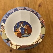 Vintage Disney Lady And The Tramp Spaghetti Scene Plastic Cereal Bowl 17cm