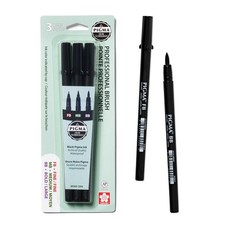 SAKURA Pigma Professional Brush Pens - Archival 1 Count Pack of 3 , Black