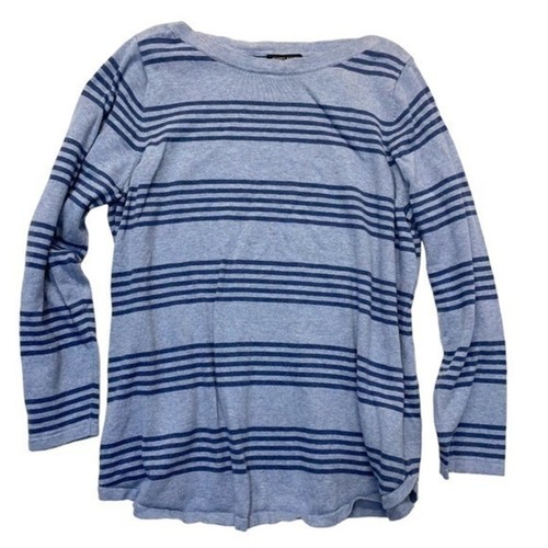 Striped Sweater Top Women’s Size 1X navy light blue stripes cotton long sleeve 
