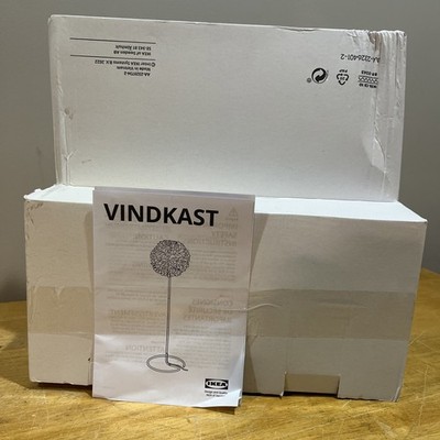 Ikea VINDKAST Floor Lamp Textile Shade White 57'' Tall - NEW 605.390.97 - NIB