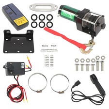 12v 3000lbs 1.3hp Electric Winch 32ft Synthetic Rope Wireless Wired Remote