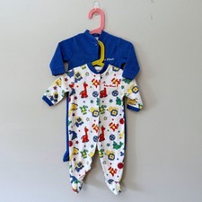 Set of 2 Vtg OshKosh Terrycloth Baby Pajamas Sleepers 6 month Animals Primary