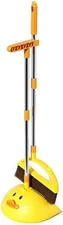 Cute Duck Cleaning Broom and Dustpan Set with Long Handle Stand up Broom and Dus