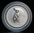 1999 P Australia $2 Lunar Series Year of the Rabbit 2oz Fine Silver Round