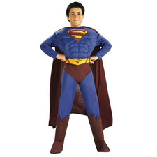 Superman Kids M Padded Chest 3D Deluxe Costume w/Belt,Cape.Bodysuit  Boot Tops