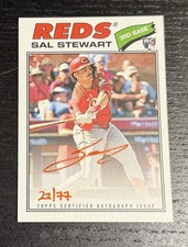 Topps 2026 Heritage Sal Stewart Red Ink Real One Autograph Rookie /77 Reds