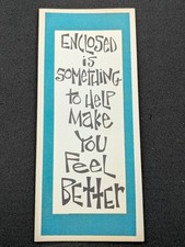 Funny Vintage Envelope Size Get Well Soon Card 9-1/4" x 4" Made In USA Unused