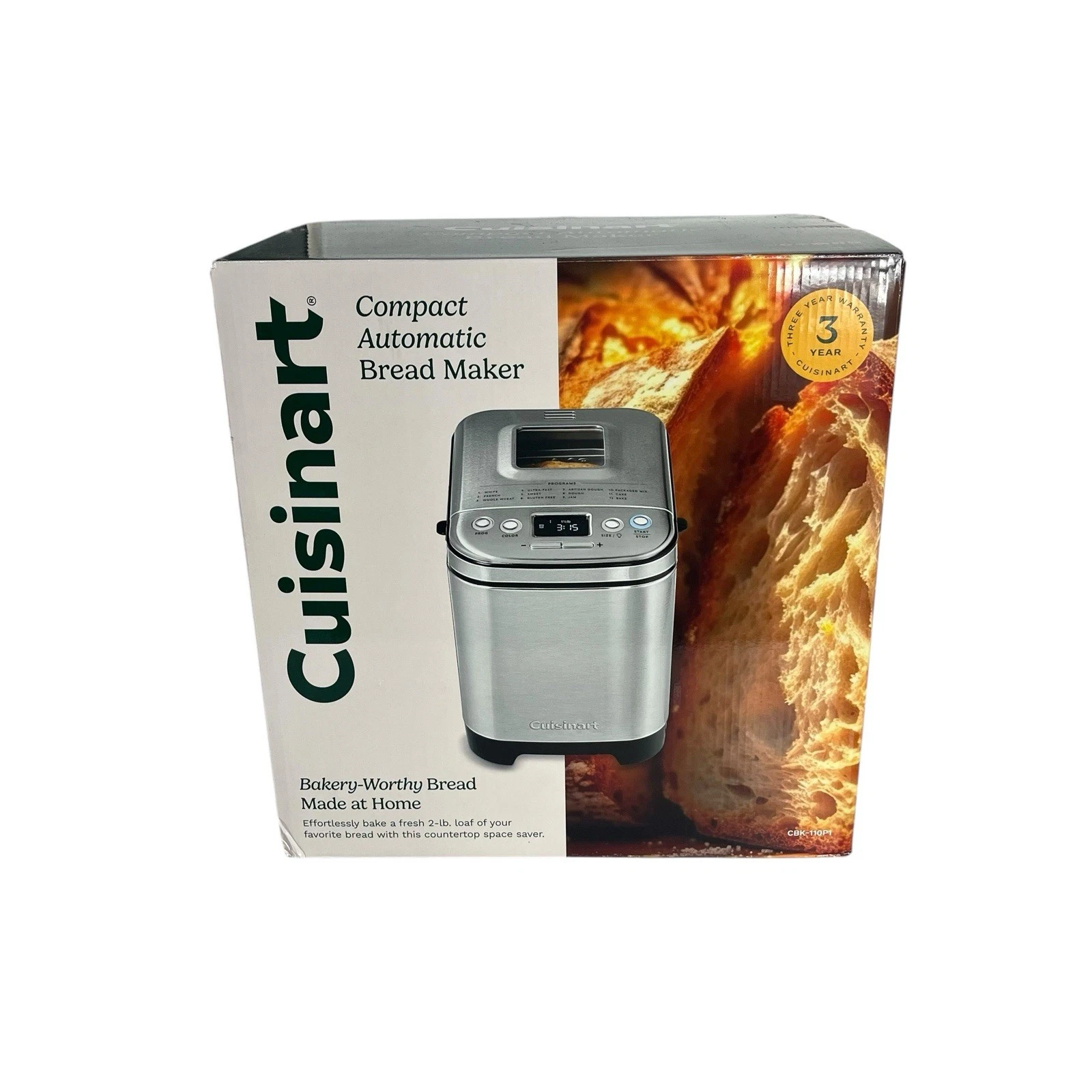 Cuisinart Compact Automatic Bread Maker Stainless Steel 12 Programs cbk-110
Opens in a new window or