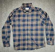 Goodfellow  Co Flannel Men's Large Blue  Brown Plaid Button Up Shirt