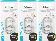 Nite Ize G-Series Dual Chamber Stainless Steel Carabiner 2 - Stainless 3-Pack 