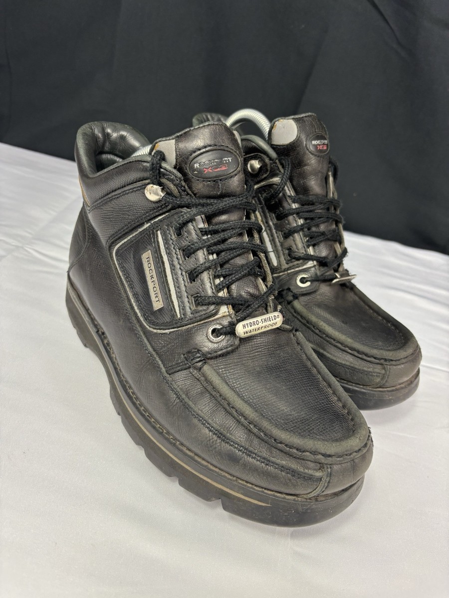 Rockport XCS Hydroshield Boots UK W 6W Black Leather Retro Vintage  PreOwned
