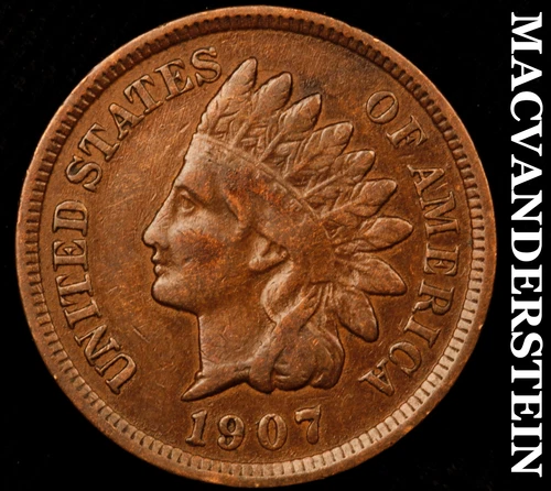 1907 Indian Head Cent- Very Fine Scarce Better Date No Reserve #i2526