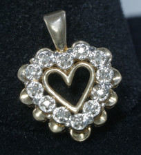 10K Yellow Gold .06ctw HEART Natural Diamond Pendant, 1.7 gram