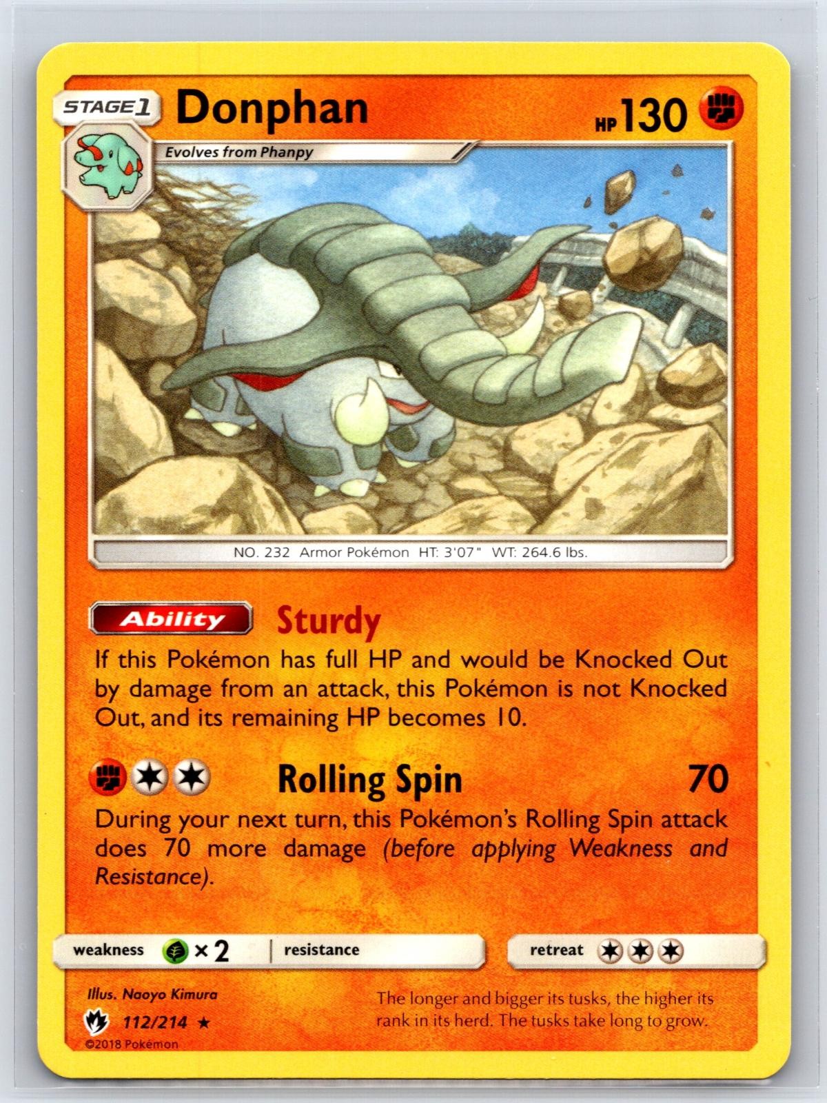 Donphan 112/214 Rare Lost Thunder Pokemon NM/M