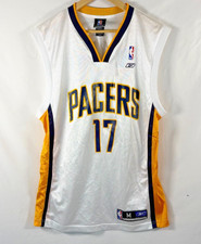 Reebok NBA Indiana Pacers #17 Mike Dunleavy Jr. Men's Medium in White/Gold/Blue