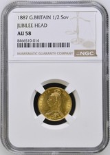 1887 Royal Mint UK Jubilee Head Half Sovereign AU58 NGC