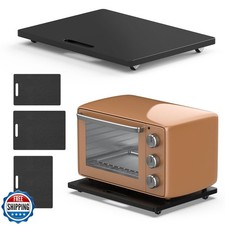 Bamboo Sliding Tray 16"W x 13"D Appliance Slider with Rubber Whee