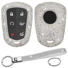 PaierPai Bling Key Fob Cover Compatible with Cadillac XT4 XT5 Model A, Sivler